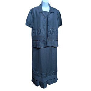 Jessica Howard Linen Blend Black Maxi Dress Size 12